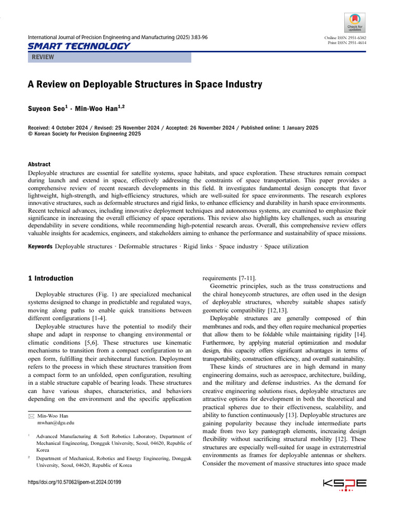 A Review On Deployable Structures in Space Industry | PDF | Composite ...