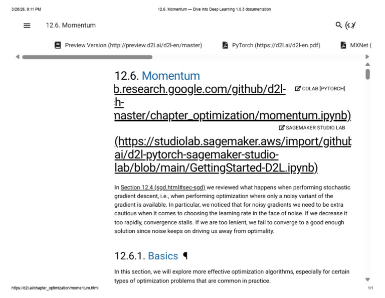 12.6. Momentum - Dive Into Deep Learning 1.0.3 Documentation | PDF ...