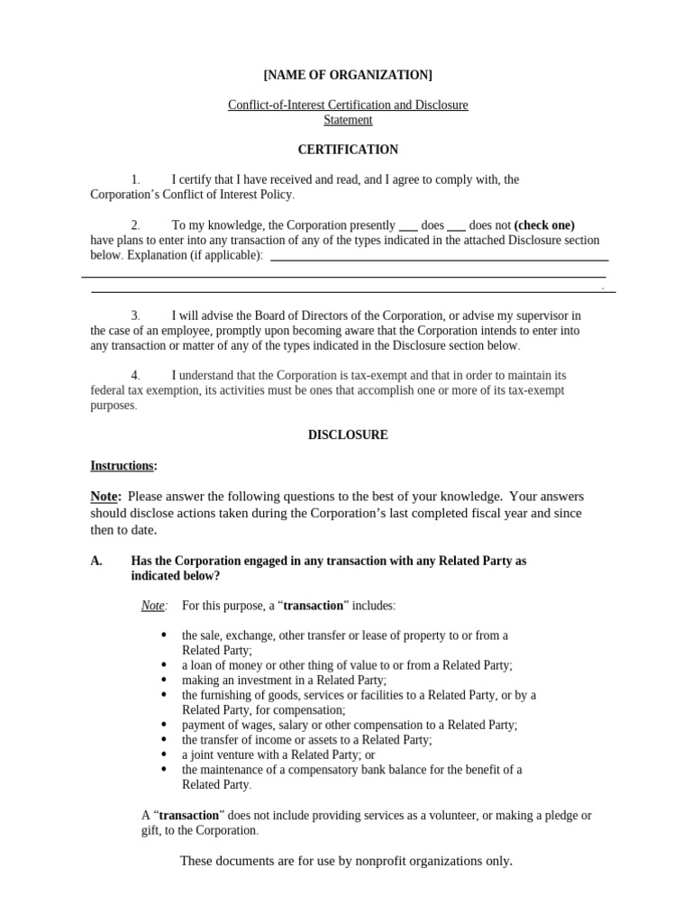 Conflict of Interest Form | PDF
