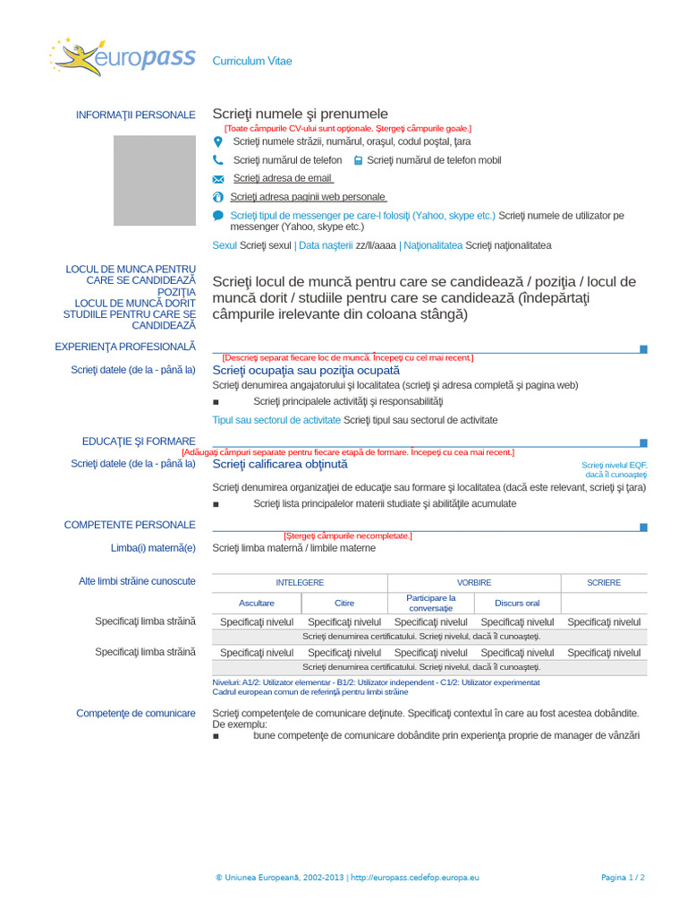 Noul Model - CV - RO | PDF