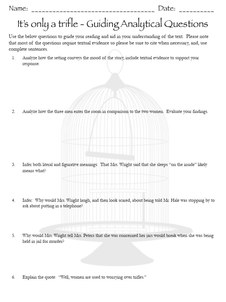 Trifles Guiding Questions | PDF