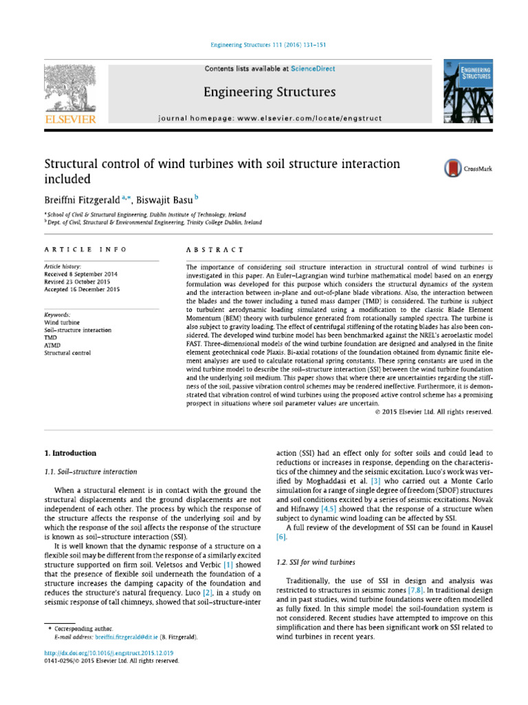 Structural Control of Wind Turbines With Soil Structure Interaction | PDF