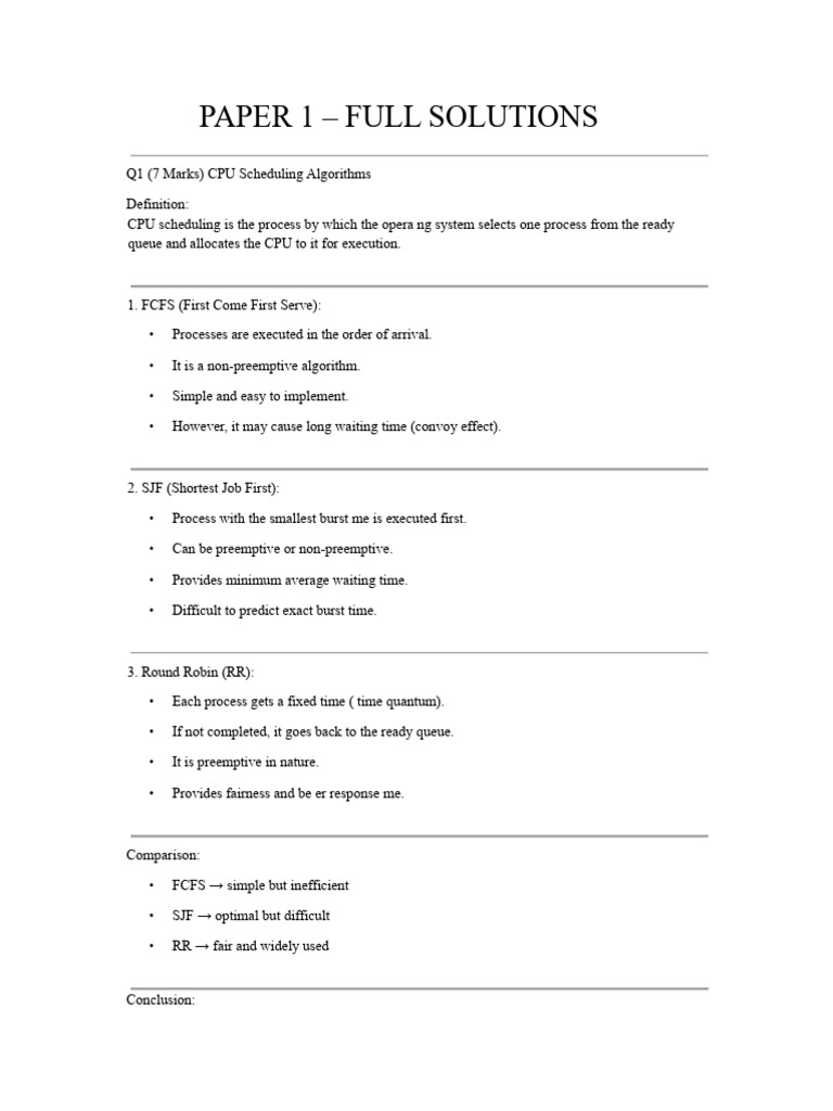 Repaired Os GPT Que Paper Solution 4TH Mid Sem | PDF | Process ...