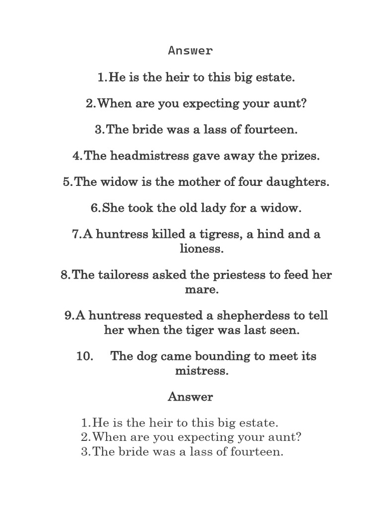 Answer Noun in Gender | PDF | Grammatical Gender | Linguistics