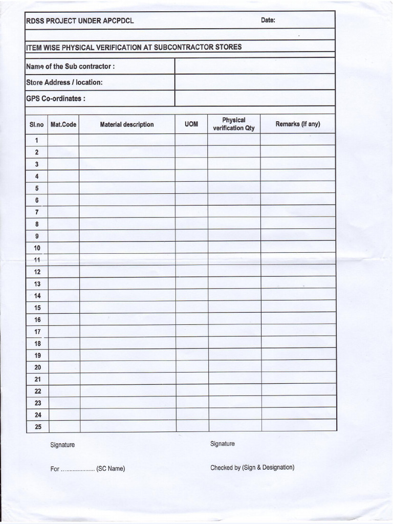 Physical Stock Veriiaction Format | PDF