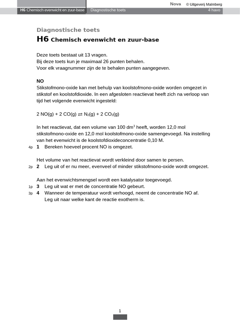 Nova - SK - 4h - H06 - Diagnostische Toets - 3 - 0 | PDF