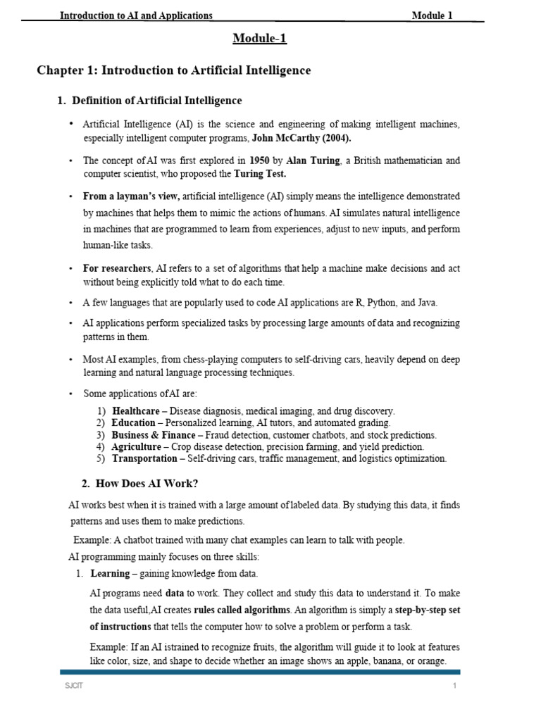 AI - Module - 1 Notes | PDF | Artificial Intelligence | Intelligence ...
