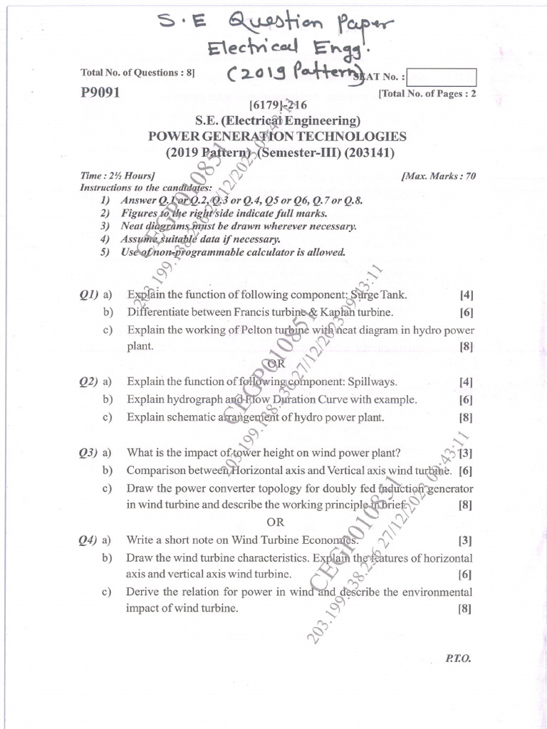 Se Electrical Question Paper Dec-2023 Jan - 2024 | PDF