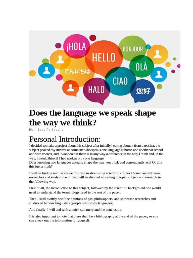 Does The Language We Speak Shape The Ay We Think. | PDF | Cognition ...