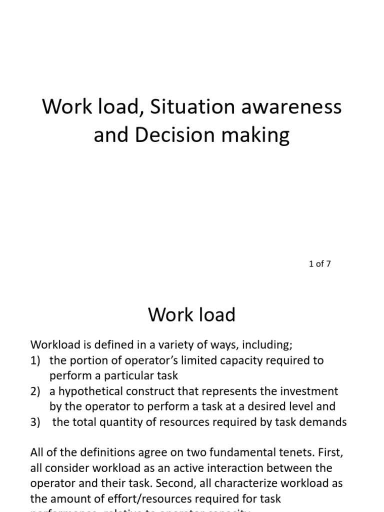 2.4 Work Load, Situation Awareness and Decision Making | PDF