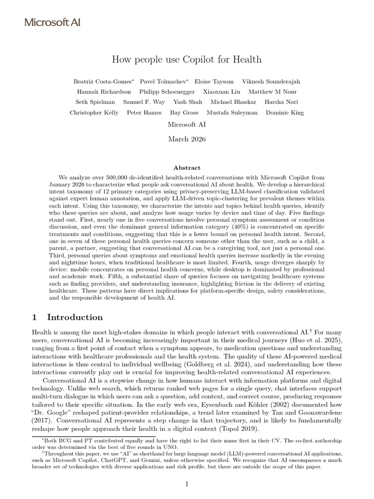 Copilot Health Usage Report | PDF | Artificial Intelligence ...