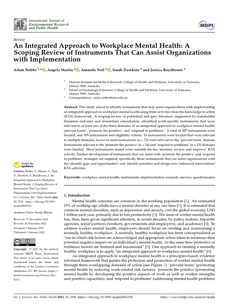Ijerph 20 01192 | PDF | Systematic Review | Mental Health