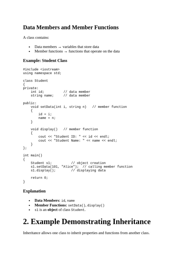 Data Members and Member Functions | PDF