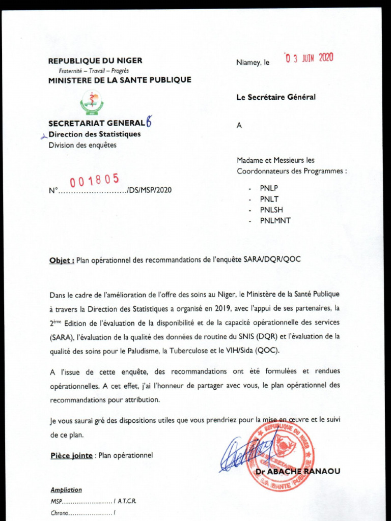 PLAN OPERATIONNEL - Ecommandations Enquete SARA DQR QoC - PNLP PNLT ...