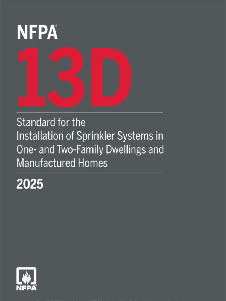 NFPA 13D-2025 Installation of Sprinkler System in Pne and Two Family ...