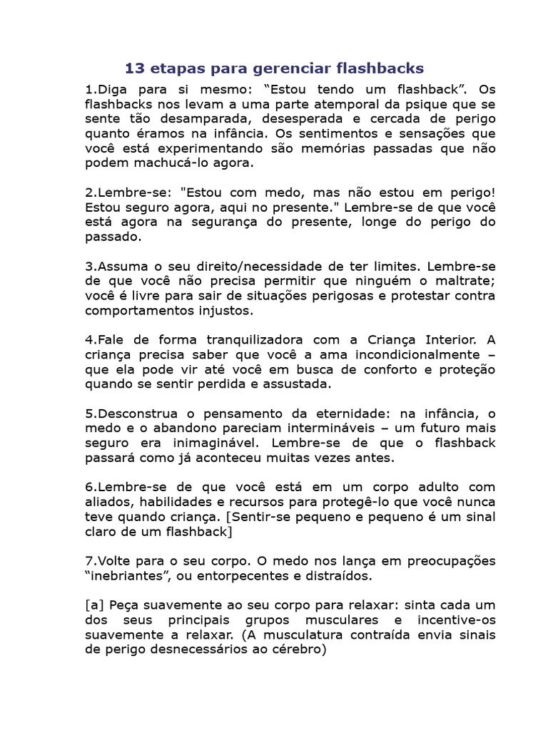 13 Etapas para Gerenciar Flashbacks | PDF | Pensamento
