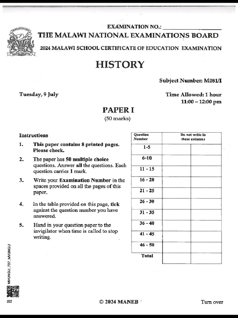 P 2 Maneb History 2024 | PDF
