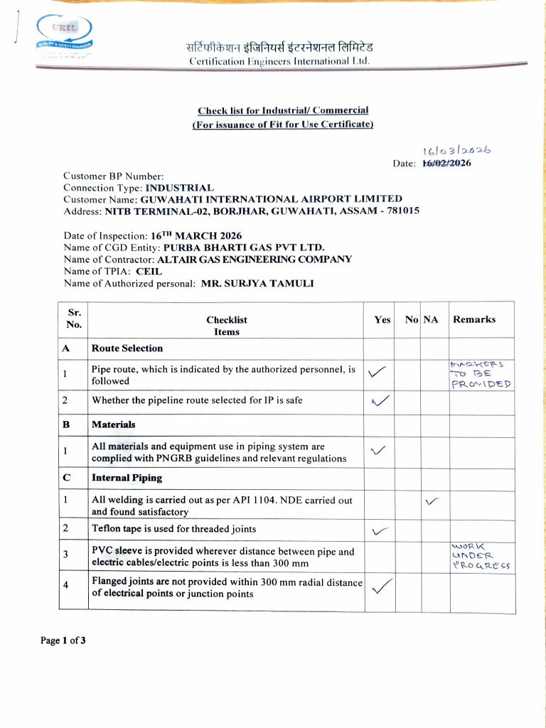 Checklist TP I | PDF | Pipe (Fluid Conveyance) | Gas Technologies