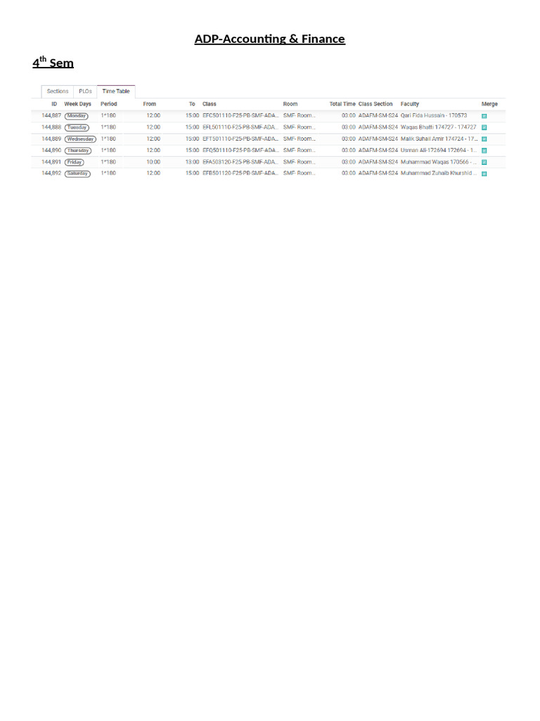 ADP-Time Tables | PDF