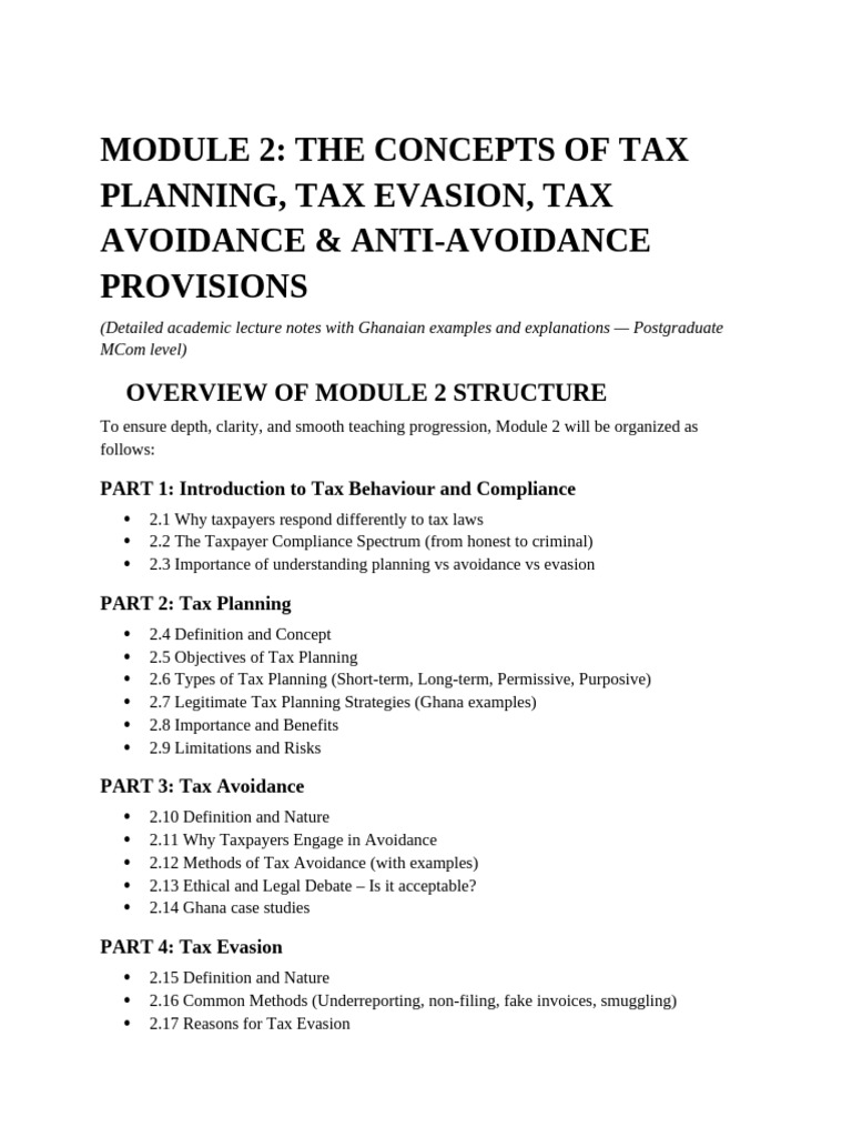 Module 2 Notes | PDF | Taxes | Tax Avoidance