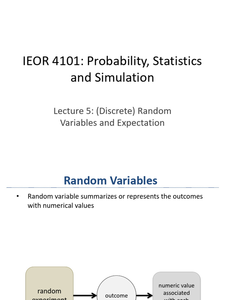 4101 Lec5 | PDF | Random Variable | Probability Distribution