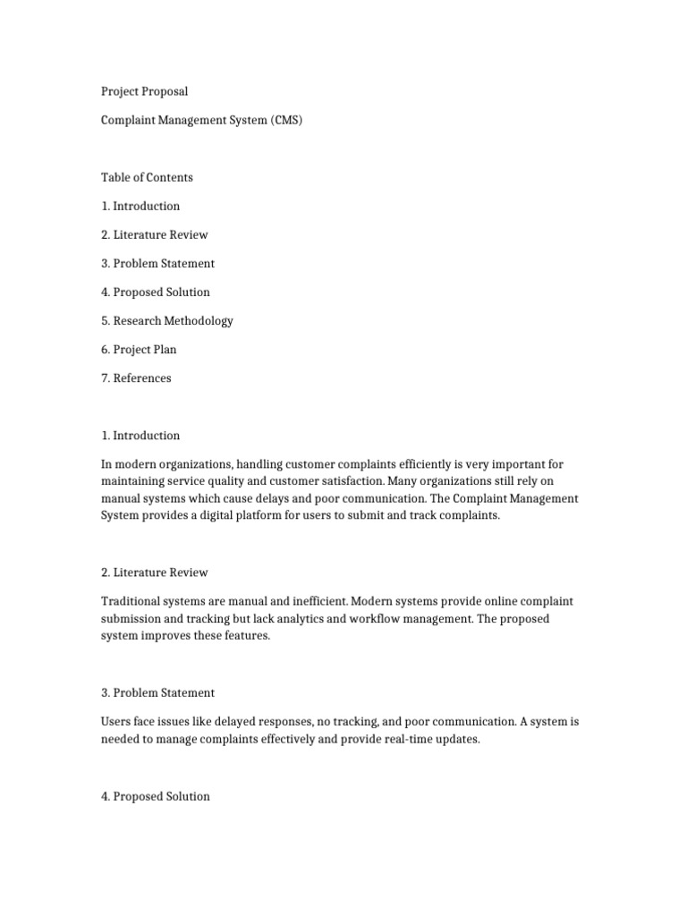 Complaint Management System Proposal | PDF