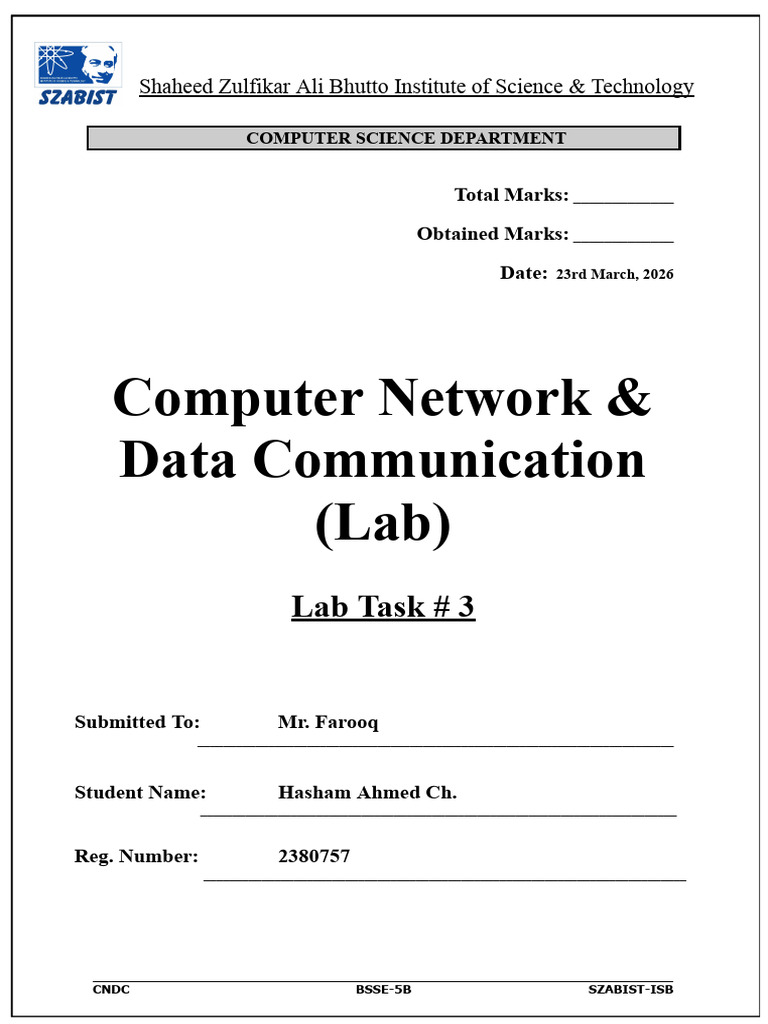 CNDC (Lab) LabTask#3 | PDF | Router (Computing) | Personal Computers