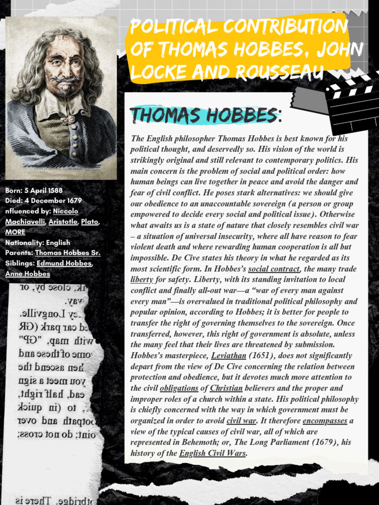 Political Contribution of Thomas Hobbes, John Locke and Rousseau | PDF ...