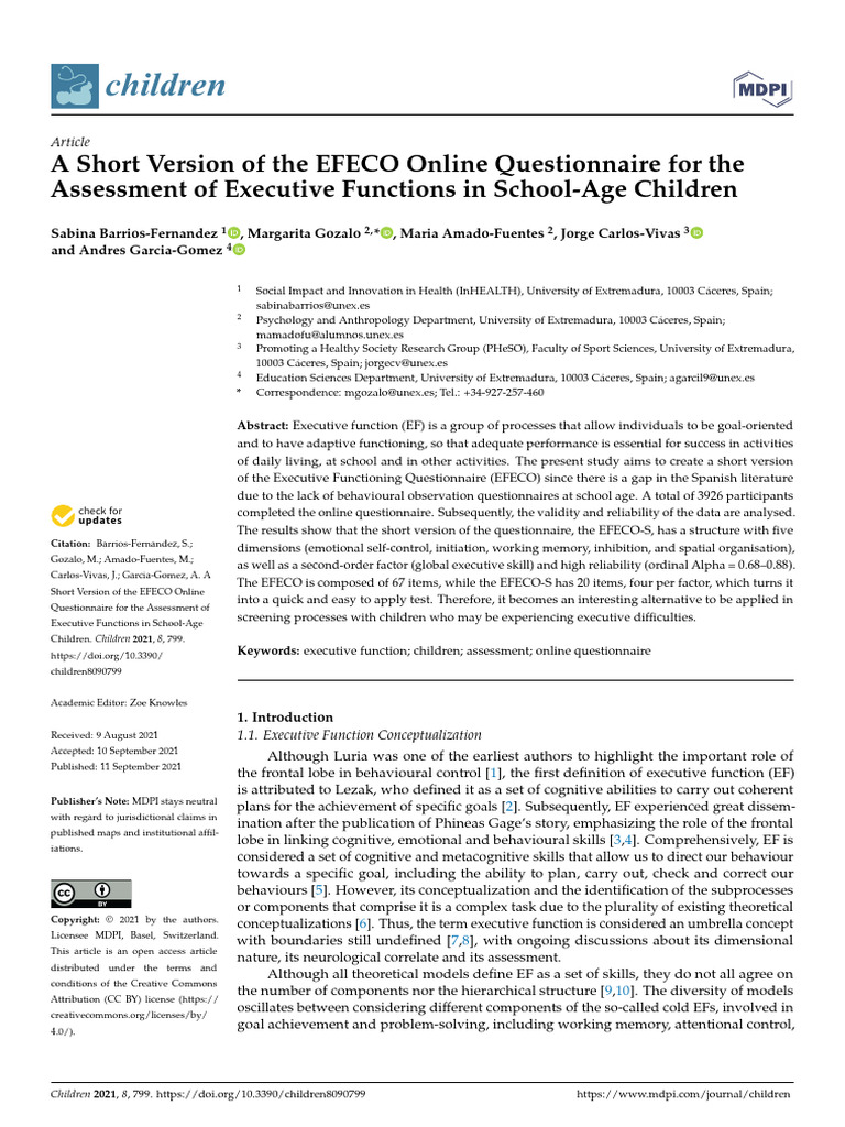 EFECO Short Version | PDF | Executive Functions | Cognition