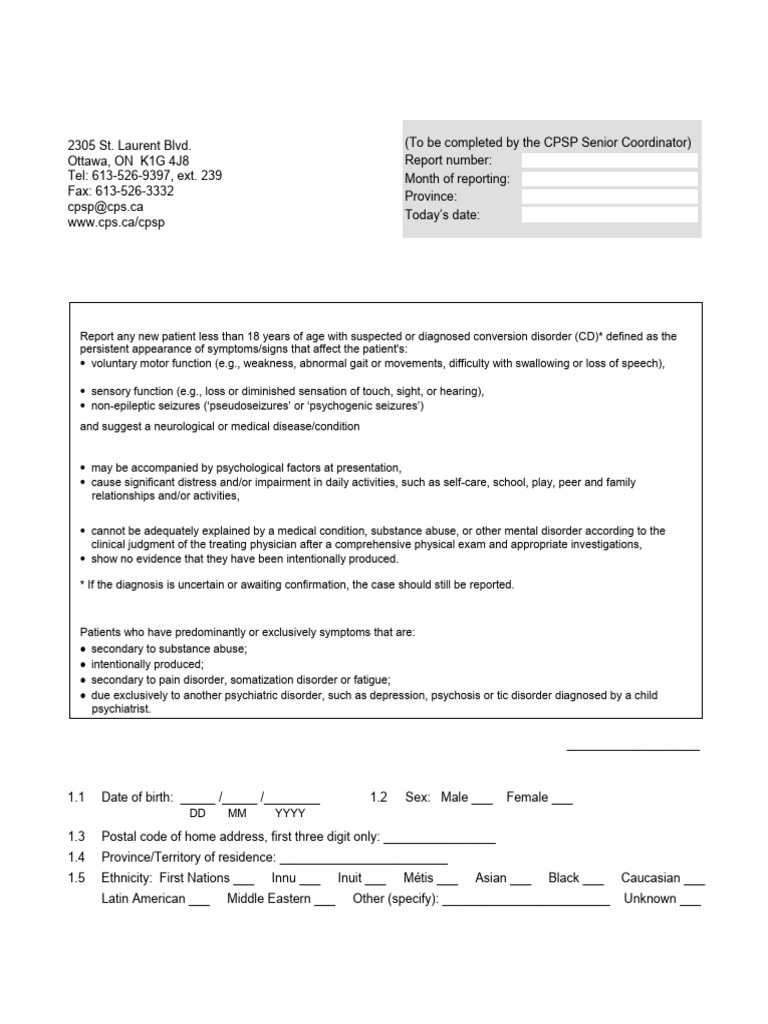 Conversion Disorder Questionnaire | PDF | Mental Disorder | Clinical ...