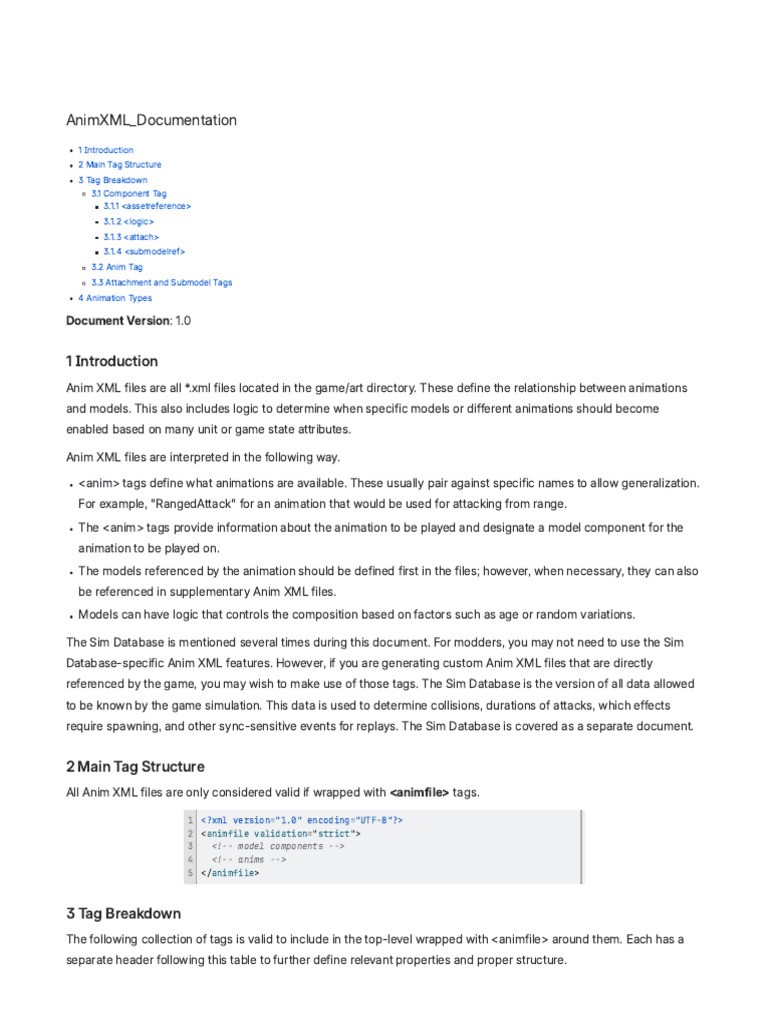 AnimXML Documentation | PDF | Xml | Databases