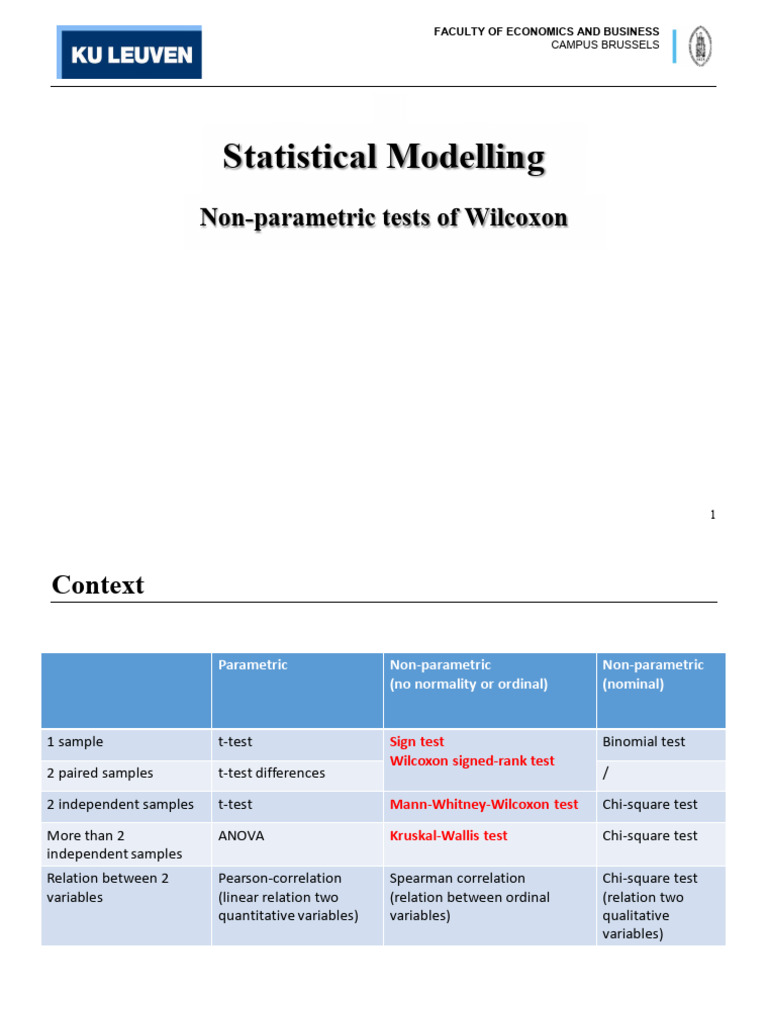 Chapter3 Nonparametric Tests Wilcoxon | PDF | Mann–Whitney U Test ...