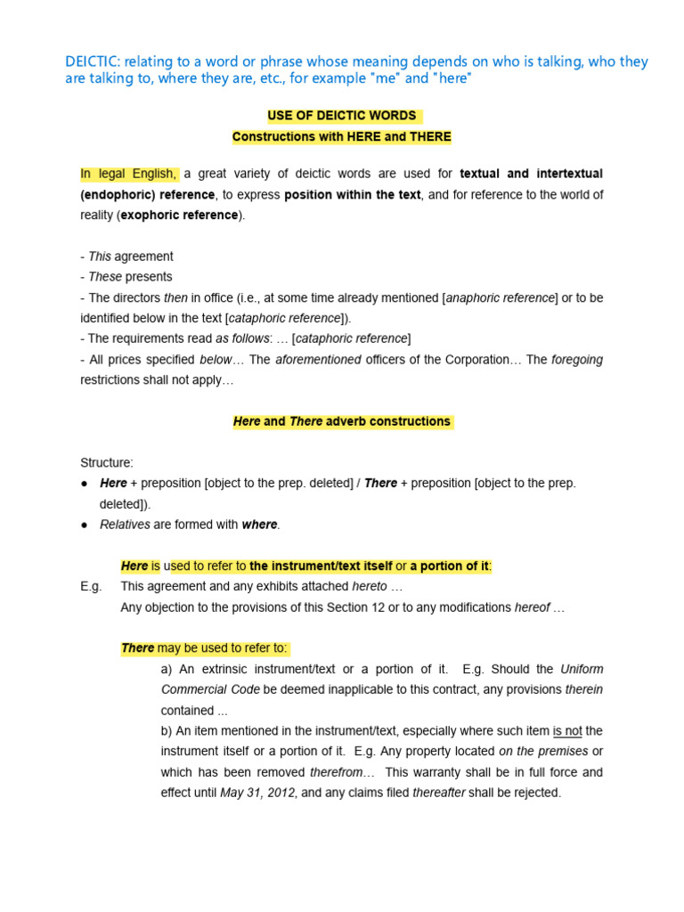 1 Use of Deictic Words | PDF | Semantics | Linguistic Morphology
