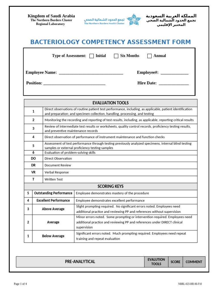 Updated F10.Bacteriology Competency Assessment Form | PDF | Evaluation ...