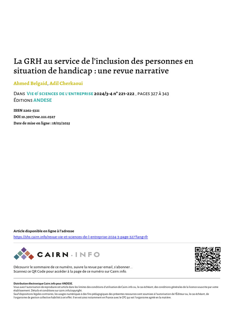 Belgaid 2024 La GRH Au Service de Linclusion Des Personnes en Situation ...