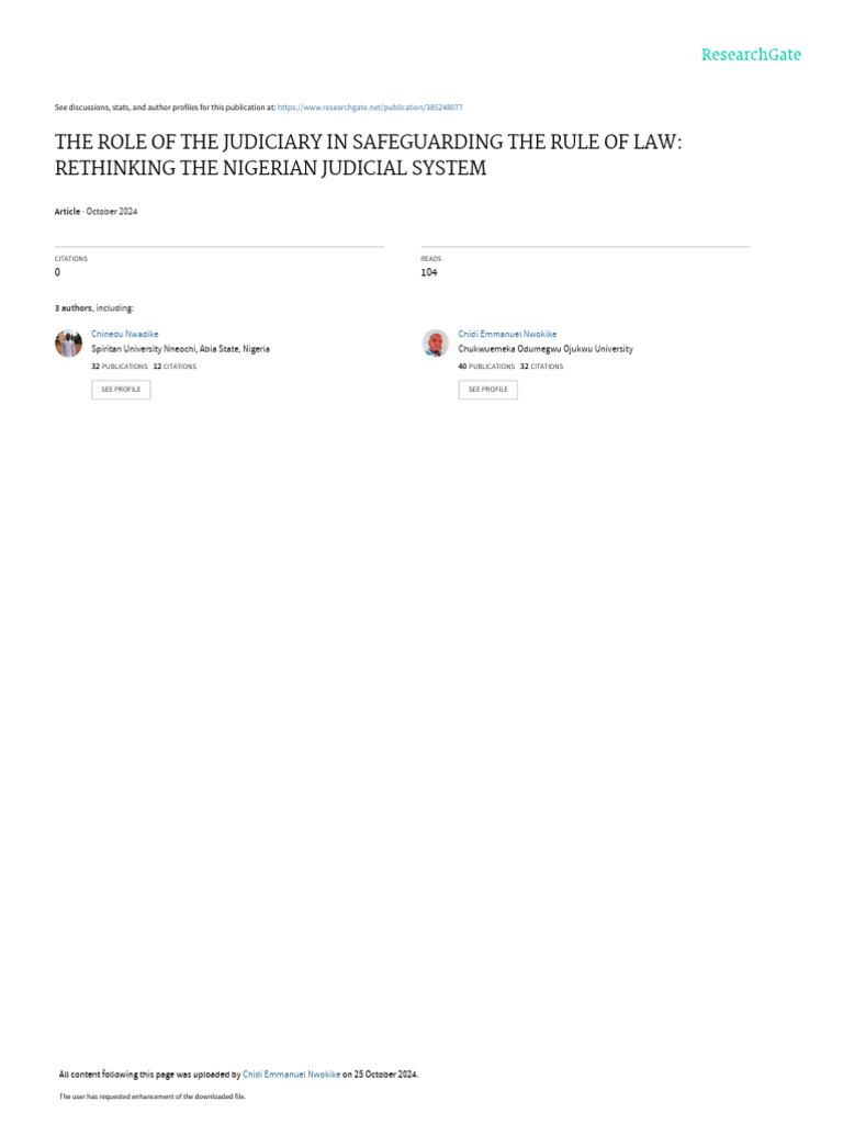 The Role of The Judiciary in Safeguarding The Rule of Law: Rethinking ...