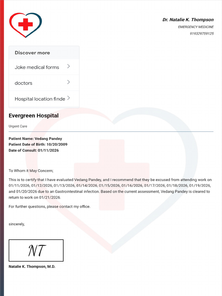 Doctor Note With Signature | PDF