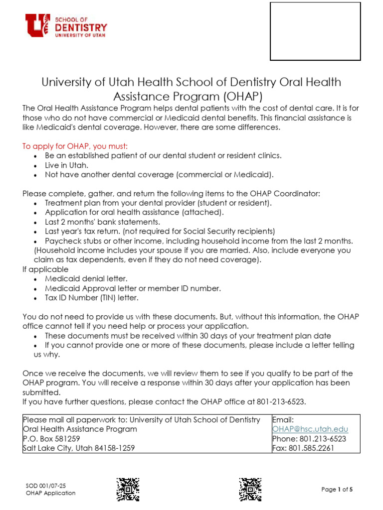 Ohap Application English Version Updated | PDF | Medicaid | Dentistry