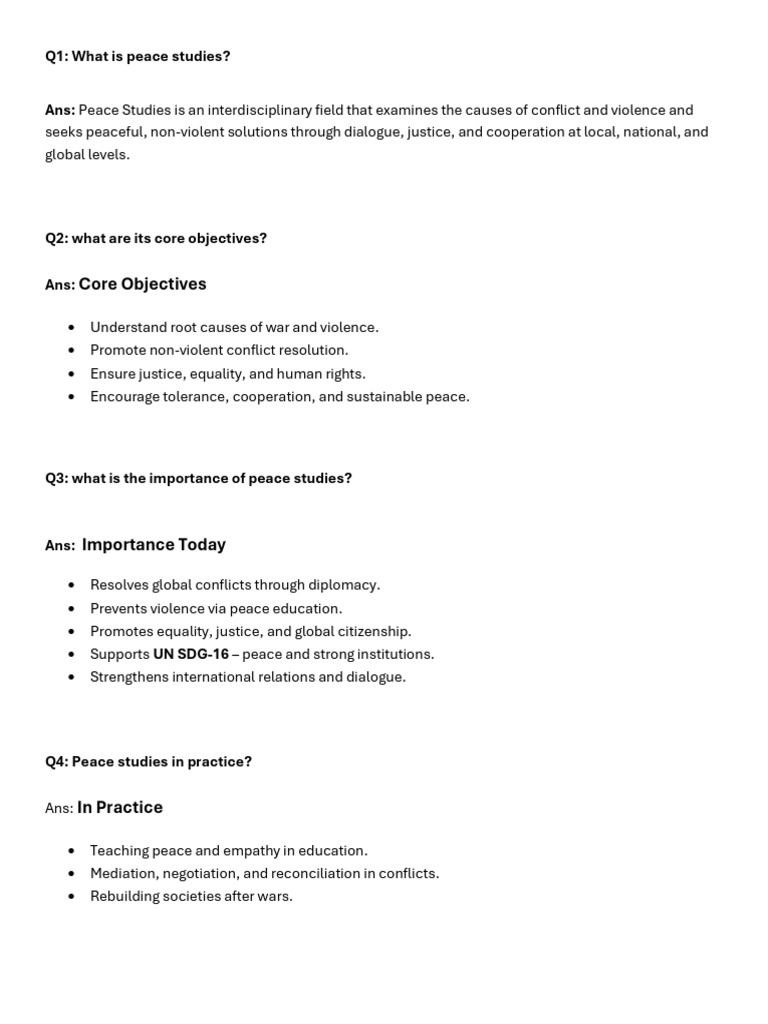 Peace Studies Notes For Midterm Exam | PDF | Conflict (Process) | Peace