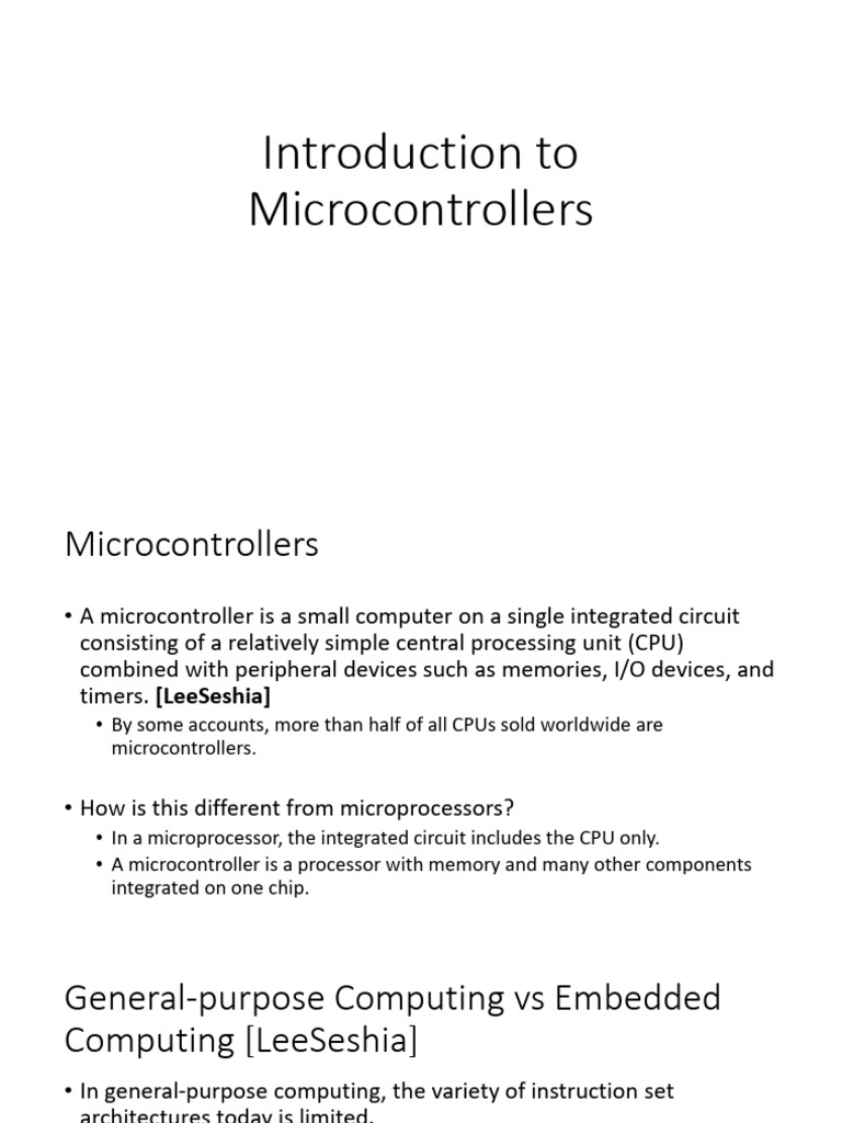 Lecture 2.1 - Introduction To Microcontrollers | PDF | Microcontroller ...