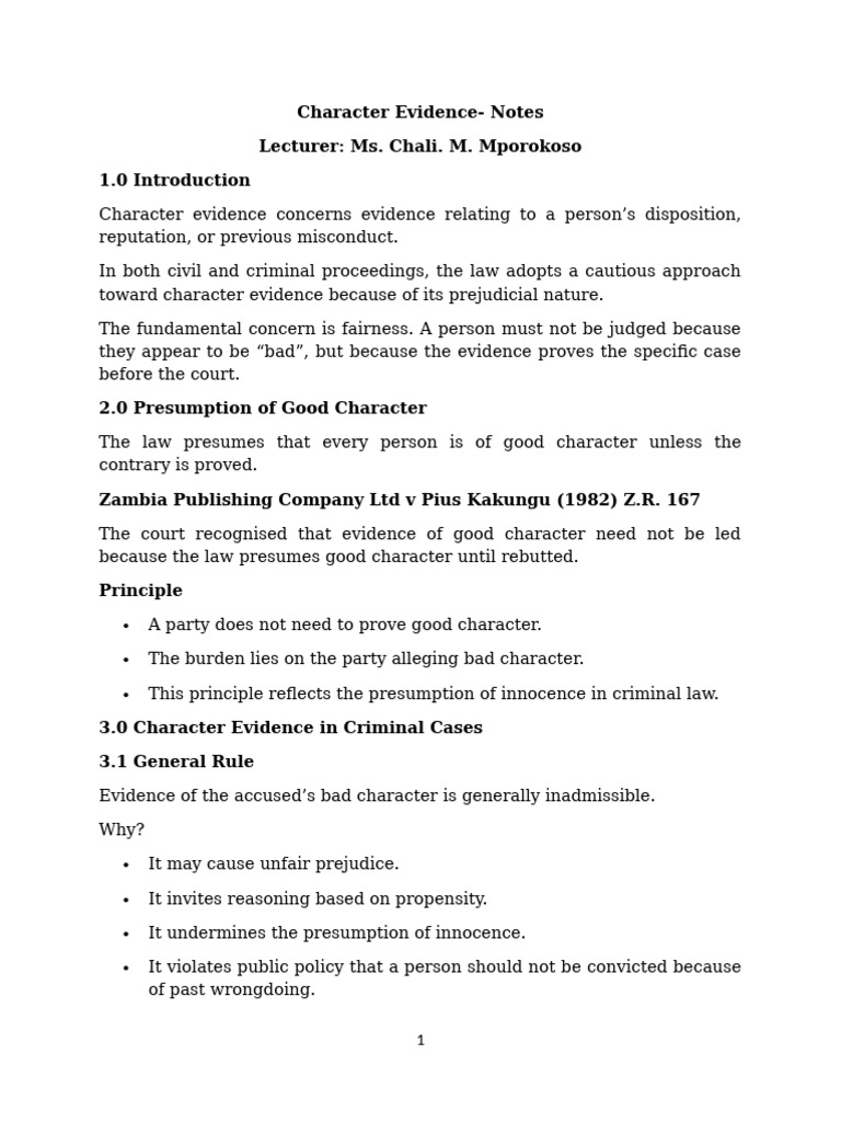 Character Evidence | PDF