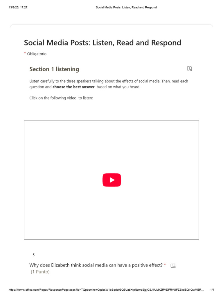 Social Media Posts - Listen, Read and Respond | PDF