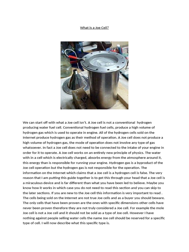 Joe Cell Final | PDF | Proton | Electron