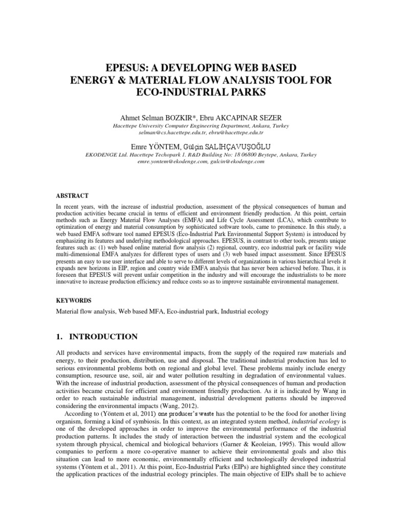 EPESUS: Web-Based EMFA Tool for EIPs | PDF | Life Cycle Assessment ...