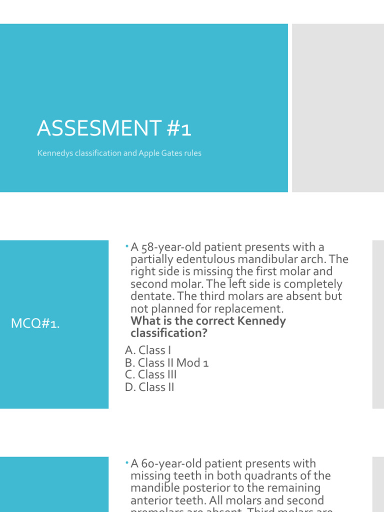 Kennedy Classification Test | PDF | Tooth | Dentistry