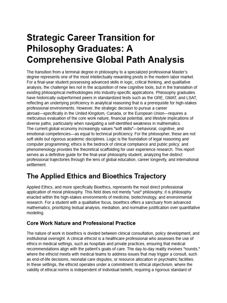Philosophy Graduate Career Path Comparison | PDF | Bioethics ...