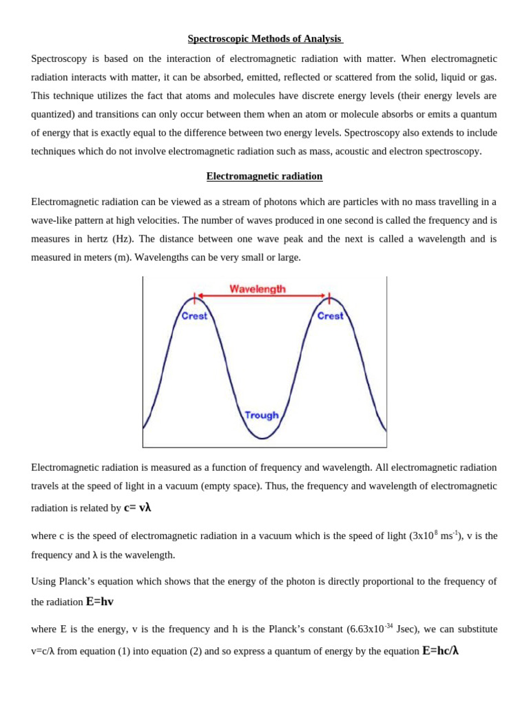 Spectroscopic Methods of Analysis | PDF | Energy Level ...