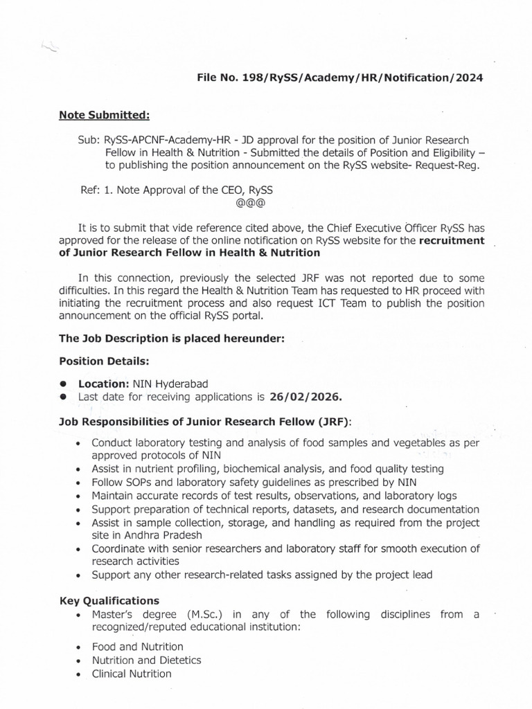 Approved Notification of JRF | PDF