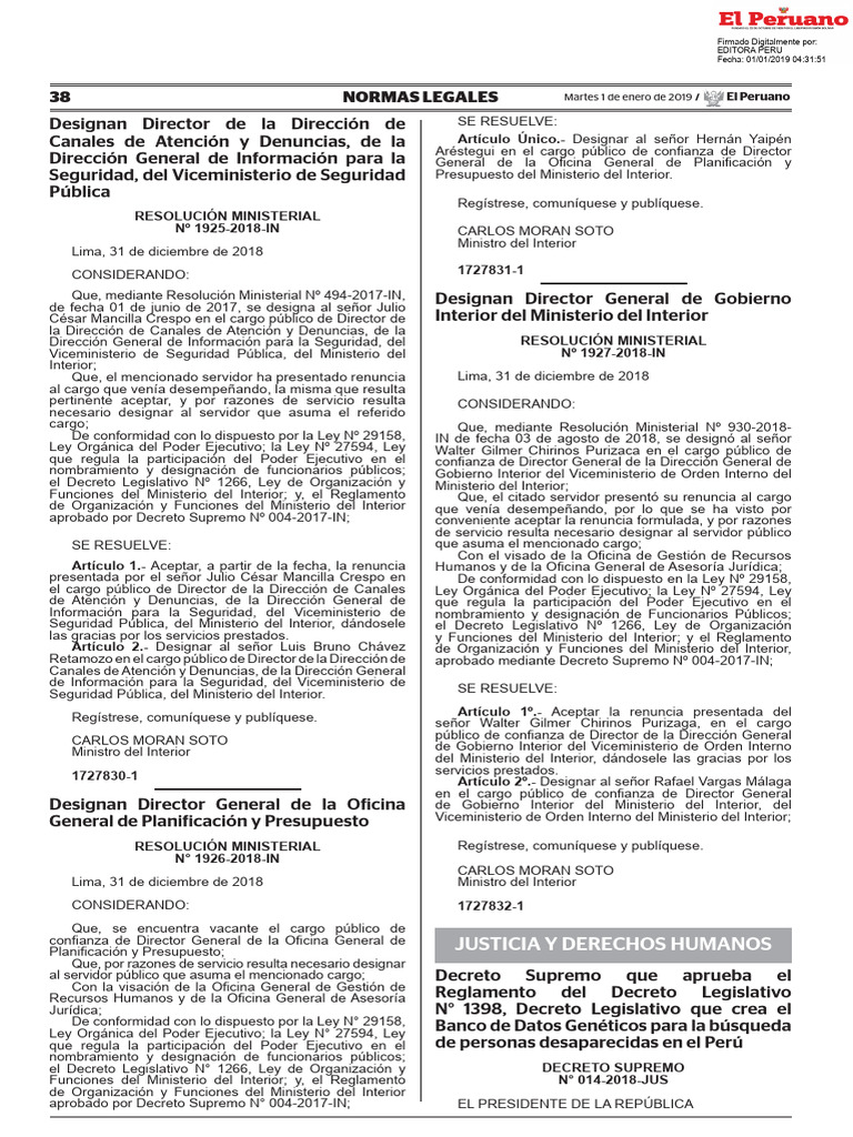 Decreto Supremo Que Aprueba El Reglamento Del Decreto Legisl Decreto ...