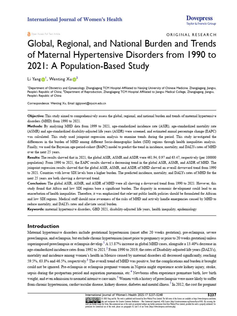 IJWH 550876 Global Regional and National Burden and Trends of Maternal ...